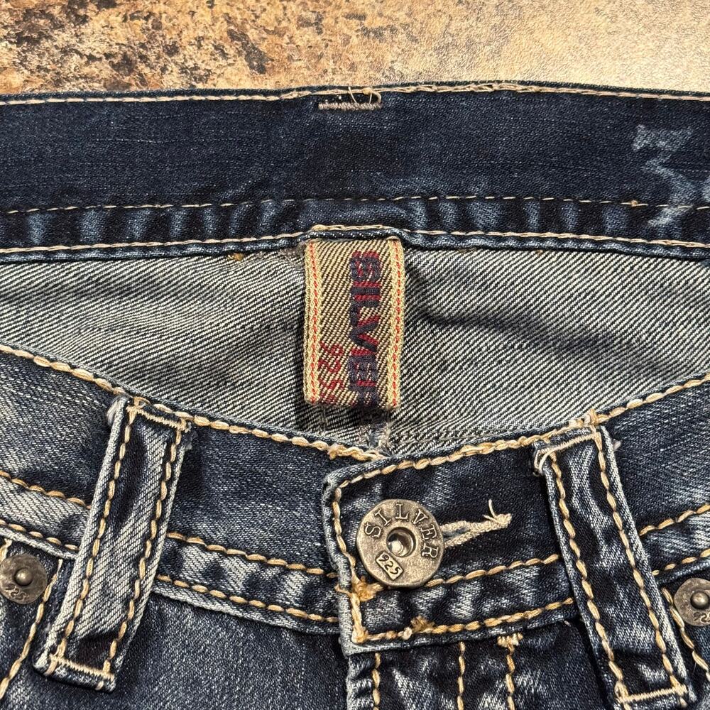 Silver Jeans Zac Surplus 925 Series Straight Flap Pocket Distressed Y2K 34x32 - Picture 3 of 10
